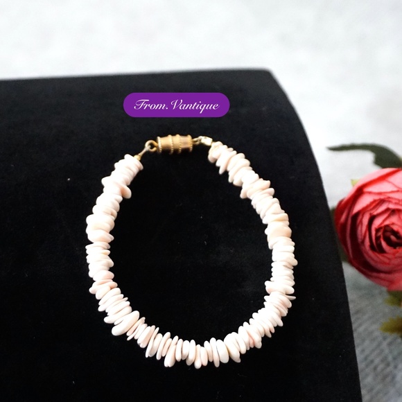 🎀 VINTAGE [Handmade] Pink Seashells Beaded Necklace Set ⛓️ + Bracelet 📿 - Picture 3 of 6